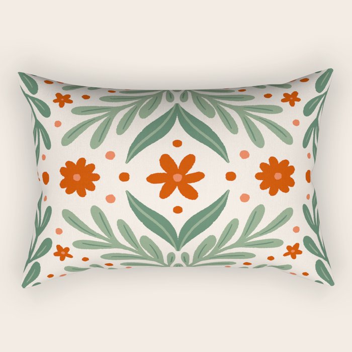 Branches and flowers -  red and green Rectangular Pillow Gallery Image 2