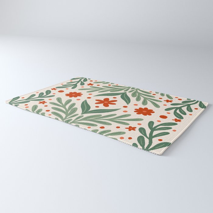 Branches and flowers -  red and green Rug Gallery Image 3