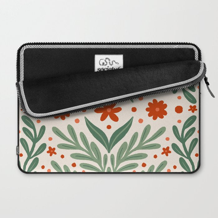 Branches and flowers -  red and green Laptop Sleeve Gallery Image 2