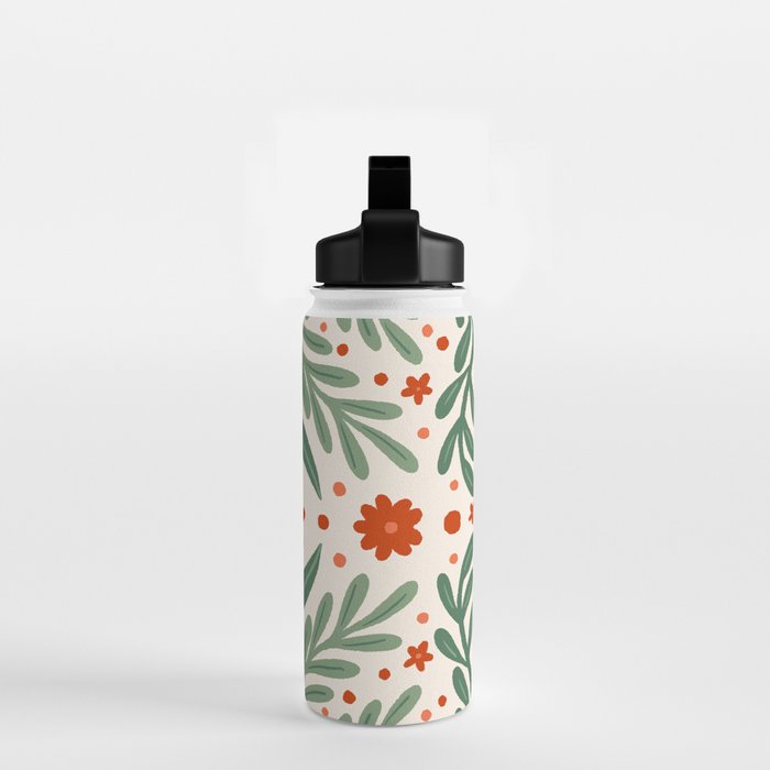 Branches and flowers -  red and green Water Bottle Gallery Image 2