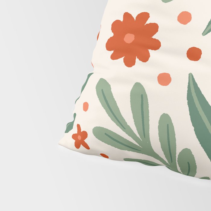 Branches and flowers -  red and green Pillow Sham Gallery Image 4
