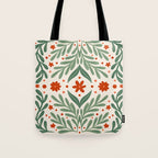 Branches and flowers -  red and green Tote Bag Gallery Image 1