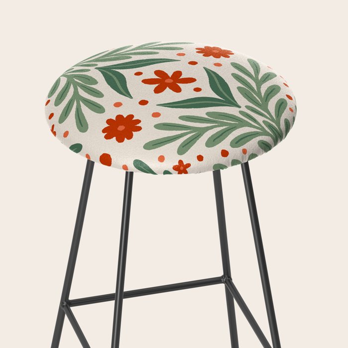 Branches and flowers -  red and green Stool Gallery Image 2