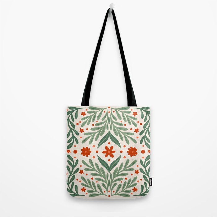 Branches and flowers -  red and green Tote Bag Gallery Image 2