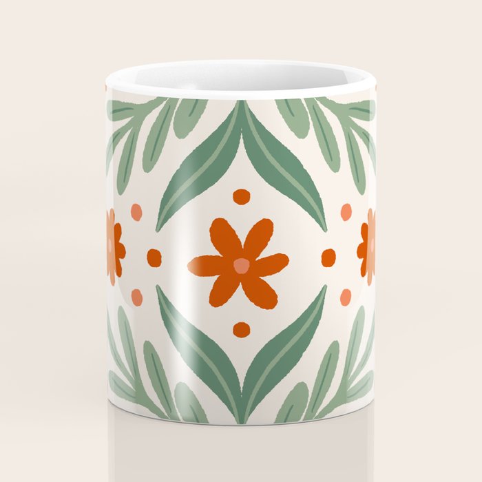 Branches and flowers -  red and green Coffee Mug Gallery Image 4