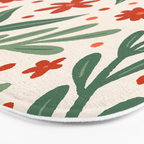 Branches and flowers -  red and green Bath Mat Gallery Image 3