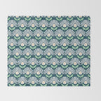 Modern mid century retro flower blue Throw Blanket Gallery Image 2