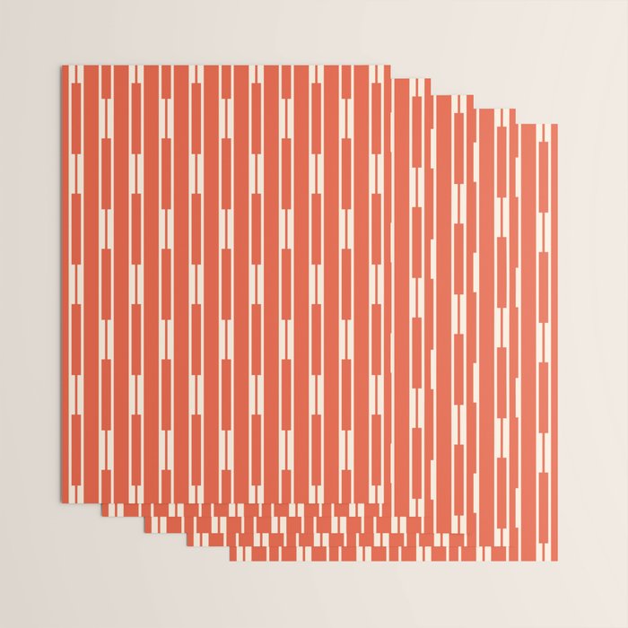 Minimalist Geometric Striped Geo Chain Vertical Pattern in Orange and Cream Wrapping Paper Gallery Image 3
