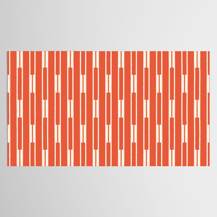 Minimalist Geometric Striped Geo Chain Vertical Pattern in Orange and Cream Tablecloth Gallery Image 2