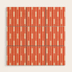 Minimalist Geometric Striped Geo Chain Vertical Pattern in Orange and Cream Wood Wall Art Gallery Image 1