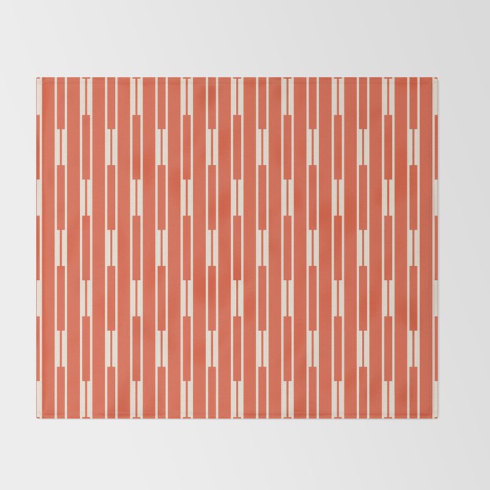 Minimalist Geometric Striped Geo Chain Vertical Pattern in Orange and Cream Throw Blanket Gallery Image 2