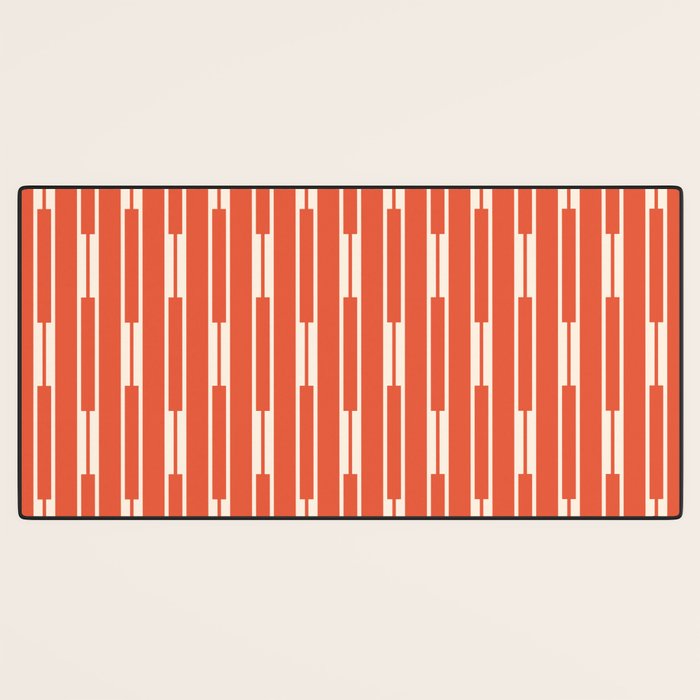 Minimalist Geometric Striped Geo Chain Vertical Pattern in Orange and Cream Desk Mat Gallery Image 3