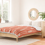 Minimalist Geometric Striped Geo Chain Vertical Pattern in Orange and Cream Duvet Cover Gallery Image 2