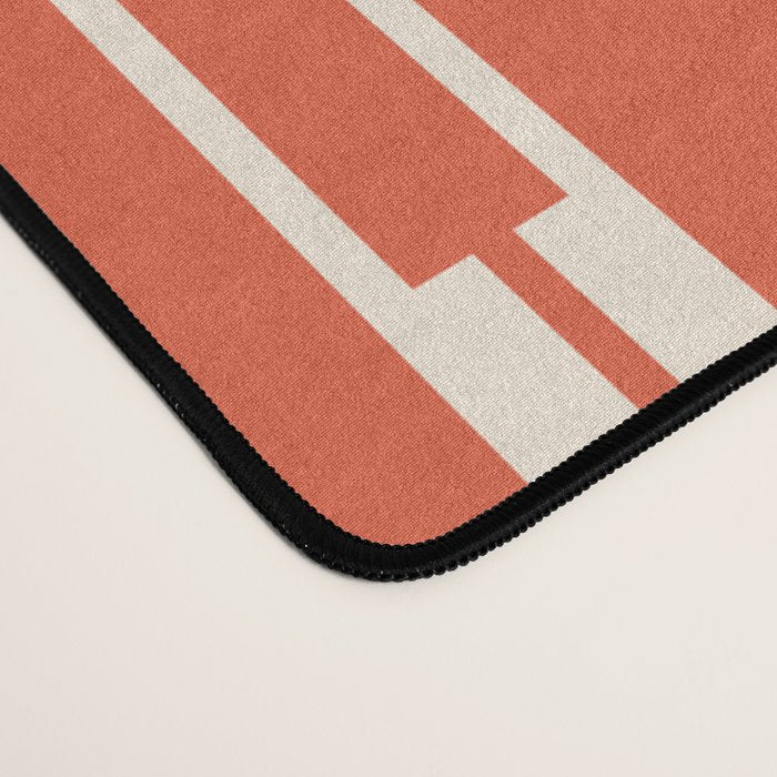 Minimalist Geometric Striped Geo Chain Vertical Pattern in Orange and Cream Desk Mat Gallery Image 4