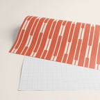Minimalist Geometric Striped Geo Chain Vertical Pattern in Orange and Cream Wrapping Paper Gallery Image 2