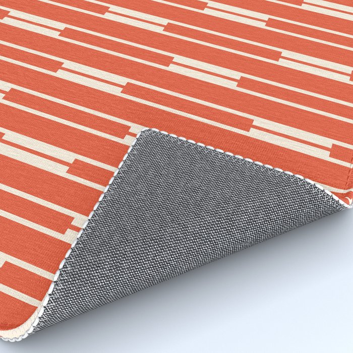 Minimalist Geometric Striped Geo Chain Vertical Pattern in Orange and Cream Rug Gallery Image 4