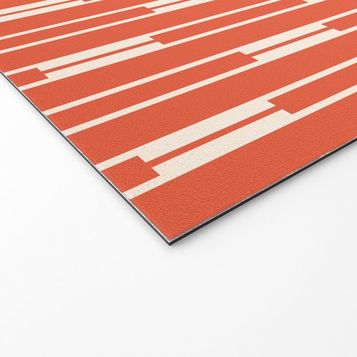Minimalist Geometric Striped Geo Chain Vertical Pattern in Orange and Cream Welcome Mat Gallery Image 2