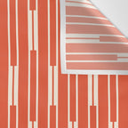 Minimalist Geometric Striped Geo Chain Vertical Pattern in Orange and Cream Wall Tapestry Gallery Image 3