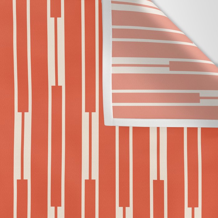 Minimalist Geometric Striped Geo Chain Vertical Pattern in Orange and Cream Wall Tapestry Gallery Image 3