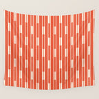 Minimalist Geometric Striped Geo Chain Vertical Pattern in Orange and Cream Wall Tapestry Gallery Image 4