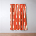 Minimalist Geometric Striped Geo Chain Vertical Pattern in Orange and Cream Window Curtain Gallery Image 3