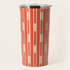 Minimalist Geometric Striped Geo Chain Vertical Pattern in Orange and Cream Travel Mug Gallery Image 1