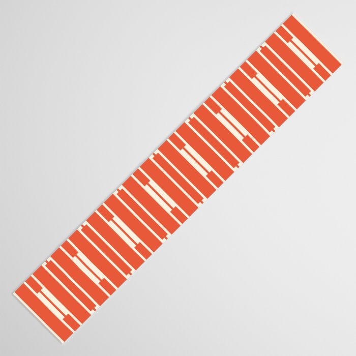 Minimalist Geometric Striped Geo Chain Vertical Pattern in Orange and Cream Table Runner Gallery Image 3