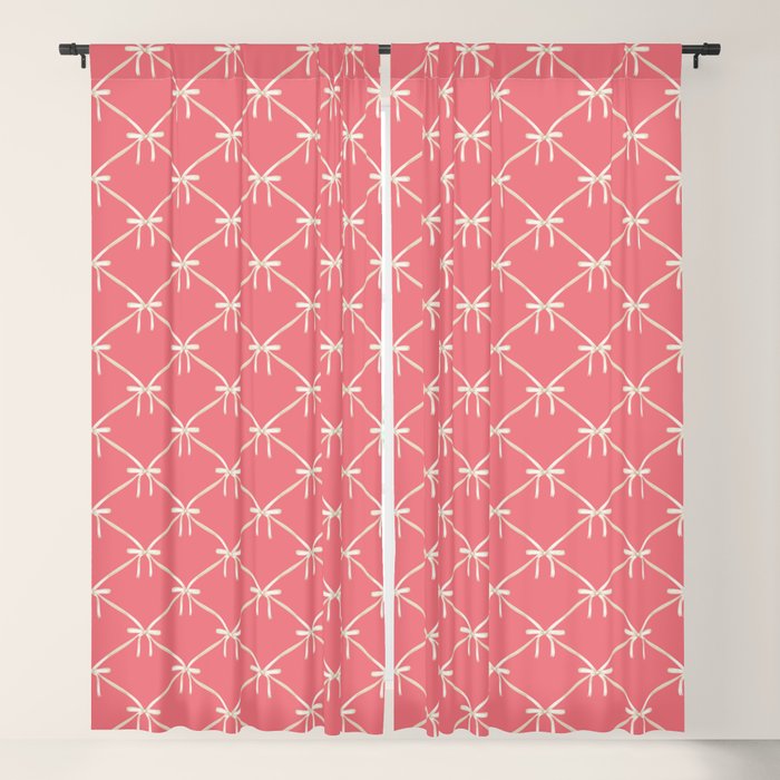 Bows & Ribbons Pattern LII Coral Pink Window Curtain Gallery Image 5