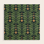 Green and Navy Botanical Scalloped Art Deco Pattern Wood Wall Art Gallery Image 1