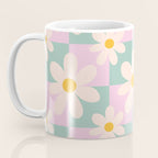 Daisy checkered pattern - Lilac and turquoise  Coffee Mug Gallery Image 3