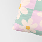 Daisy checkered pattern - Lilac and turquoise  Pillow Sham Gallery Image 4