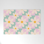 Daisy checkered pattern - Lilac and turquoise  Welcome Mat Gallery Image 1