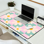 Daisy checkered pattern - Lilac and turquoise  Desk Mat Gallery Image 2