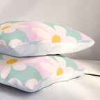 Daisy checkered pattern - Lilac and turquoise  Pillow Sham Gallery Image 3