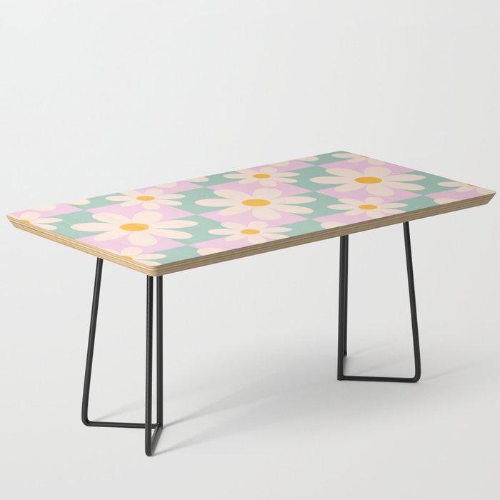 Daisy checkered pattern - Lilac and turquoise  Coffee Table Gallery Image 1