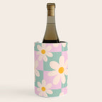 Daisy checkered pattern - Lilac and turquoise  Wine Chiller Gallery Image 3