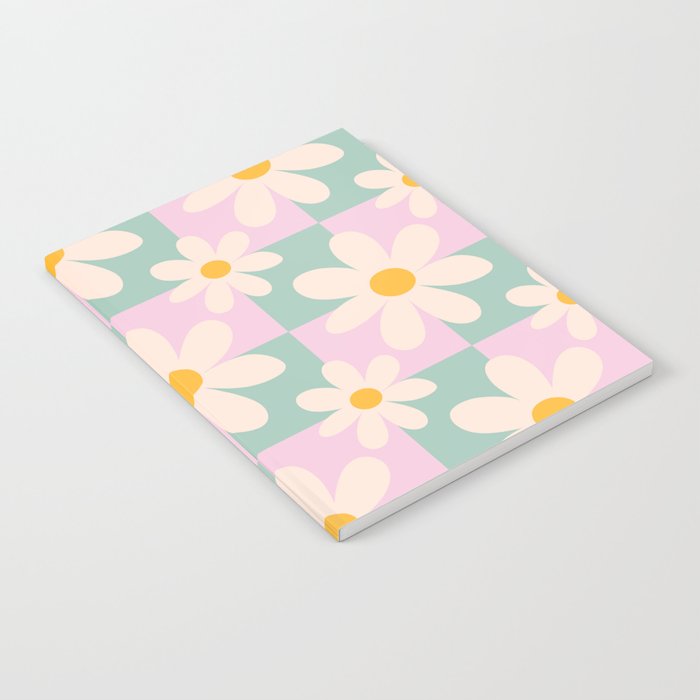 Daisy checkered pattern - Lilac and turquoise  Notebook Gallery Image 1