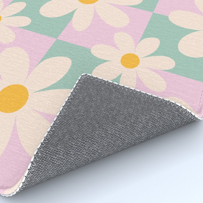 Daisy checkered pattern - Lilac and turquoise  Rug Gallery Image 4