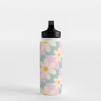 Daisy checkered pattern - Lilac and turquoise  Water Bottle Gallery Image 3