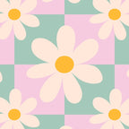 Daisy checkered pattern - Lilac and turquoise  Coffee Mug Gallery Image 2