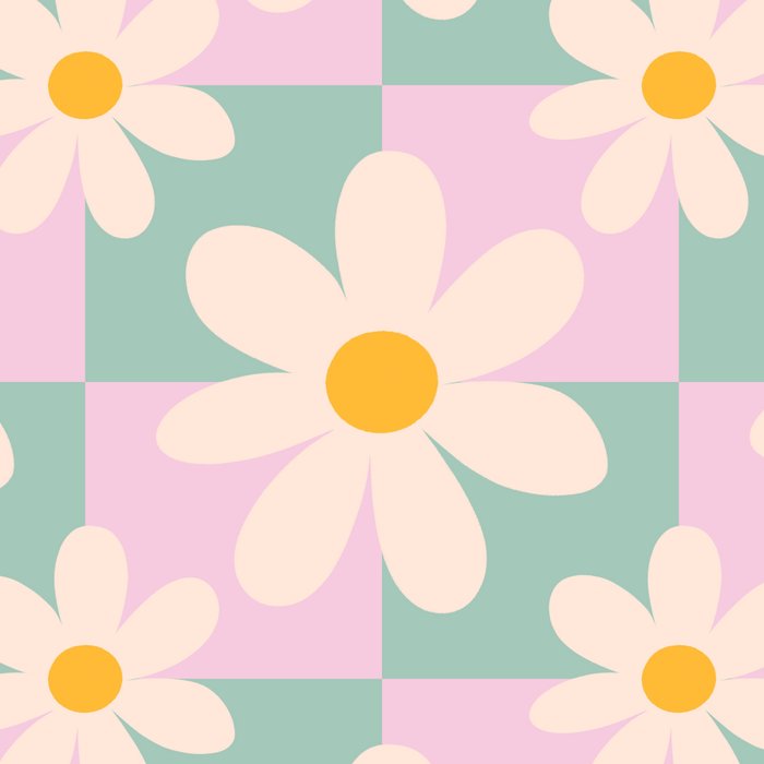 Daisy checkered pattern - Lilac and turquoise  Coffee Mug Gallery Image 2