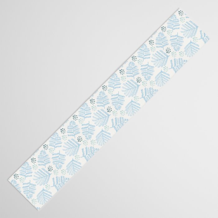 Winter & Woodsy Pine Trees in White & Blue Table Runner Gallery Image 3