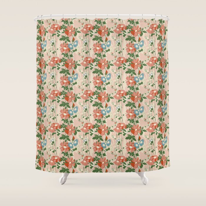 Botanical Nostalgia Hand Painted Shower Curtain Gallery Image 1