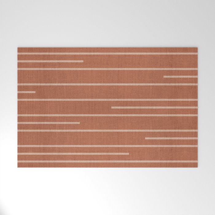 Geometric Art, Colorful Stripes, Terracotta Welcome Mat Gallery Image 1