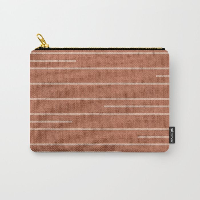 Geometric Art, Colorful Stripes, Terracotta Carry All Pouch Gallery Image 1
