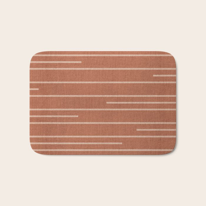Geometric Art, Colorful Stripes, Terracotta Bath Mat Gallery Image 1