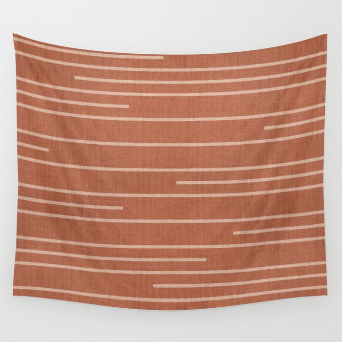 Geometric Art, Colorful Stripes, Terracotta Wall Tapestry Gallery Image 4