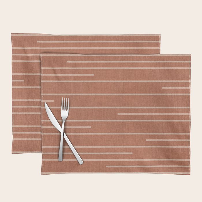 Geometric Art, Colorful Stripes, Terracotta Placemat Gallery Image 1