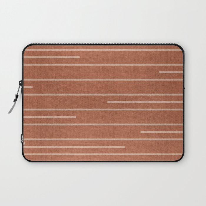 Geometric Art, Colorful Stripes, Terracotta Laptop Sleeve Gallery Image 1