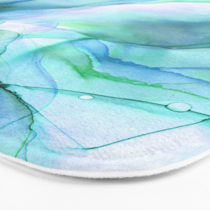 Aqua Turquoise Teal Abstract Ink Painting Bath Mat Gallery Image 3